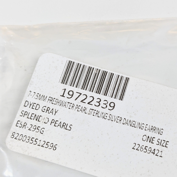 Pearl on sterling chain pull through pierced dangle earrings - Picture 4 of 6